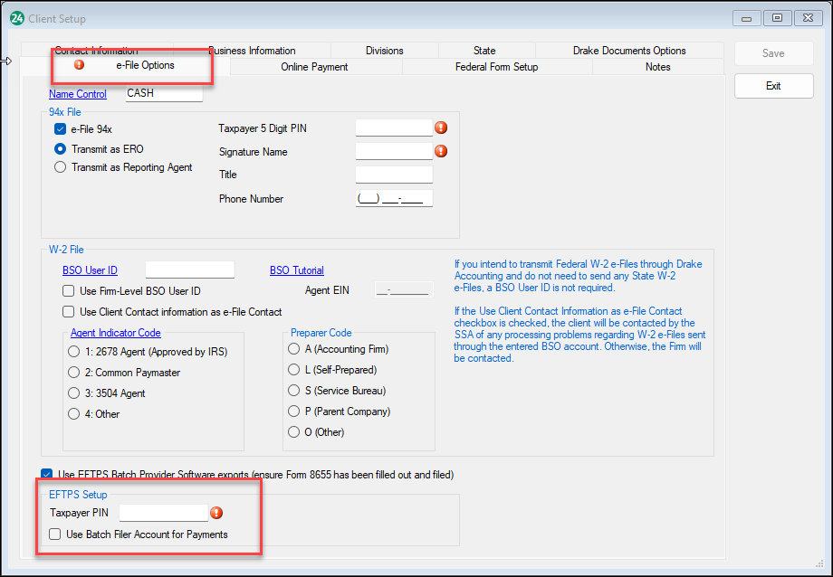 Client EFTPS Setup